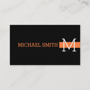 Monogram Plain Black Modern Mango Tango Business Card
