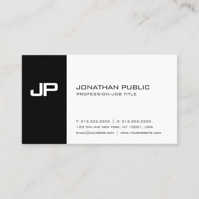 Monogram Plain Clean Sophisticated Modern Chic Business Card (Front)