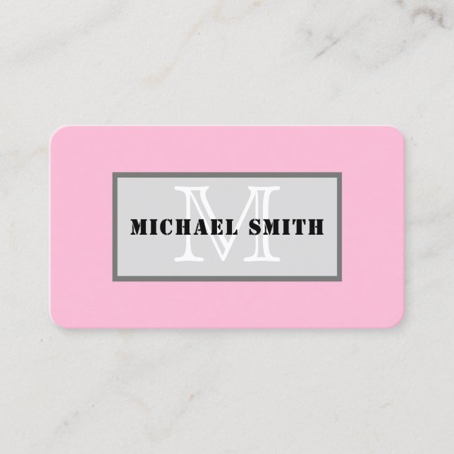 Monogram Plain Cotton Candy Background Business Card (Front)