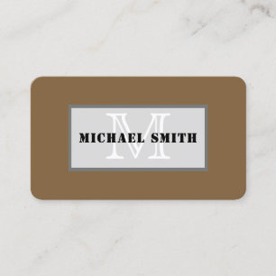 Monogram Plain Coyote Brown Background Business Card