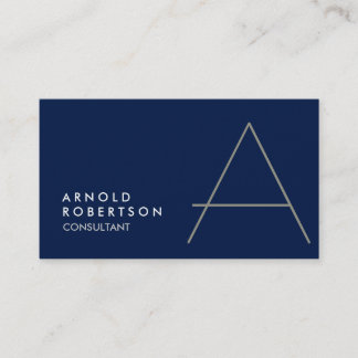 Monogram Plain Dark Blue Trendy Business Card