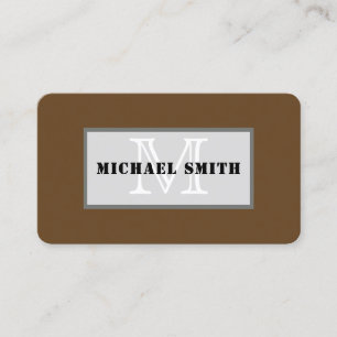 Monogram Plain Dark Brown Background Business Card