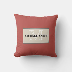 Monogram Plain Deep Chestnut Background Cushion