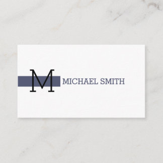 Monogram Plain White Elegant Modern Independence Business Card