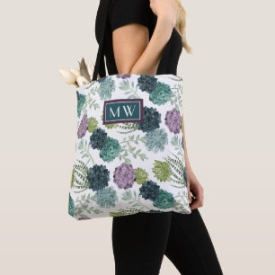 Monogram Plant Happiness Collection Succulent Pa Tote Bag