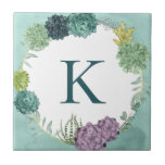 Monogram | Plant Happiness | Happines is Buying Pl Ceramic Tile<br><div class="desc">Enjoy this fresh creative succulent typography design on a product or wallart piece to enhance and add to the world around you. Artist: Grace Popp</div>