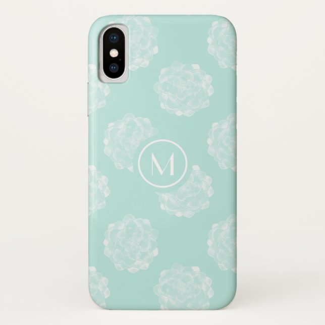 Monogram | Plant Happiness | Pastel Succulent Patt Case-Mate iPhone Case (Back)