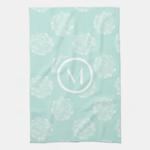 Monogram   Plant Happiness   Pastel Succulent Patt Tea Towel