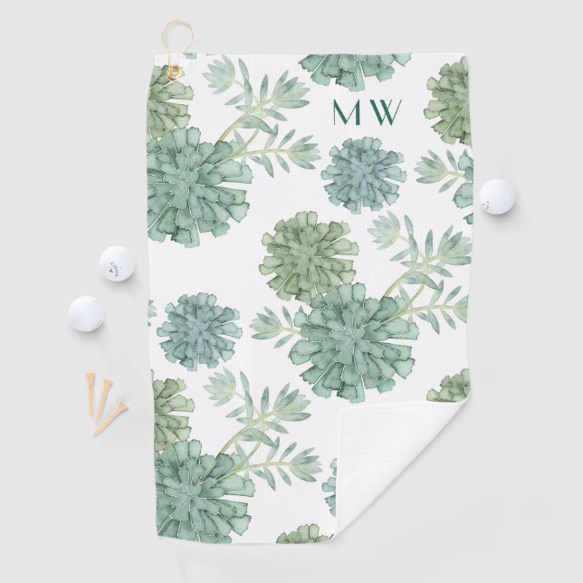 Monogram | Plant Happiness | Succulent Pattern Golf Towel (InSitu)