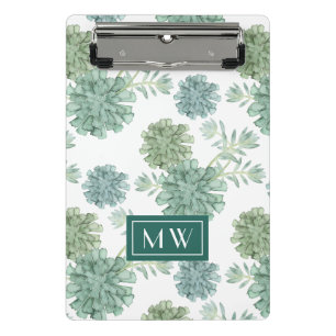 Monogram   Plant Happiness   Succulent Pattern Mini Clipboard