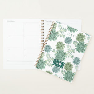 Monogram Plant Happiness Succulent Pattern Planner