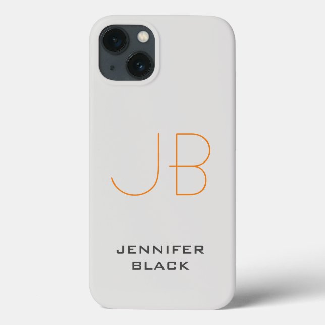 Monogram Platinum Grey Minimalist Modern Name Case-Mate iPhone Case (Back)