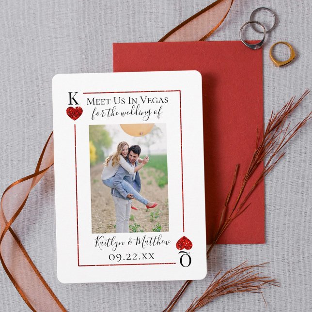 Monogram Playing Card Wedding Photo Save The Date (Creator Uploaded)