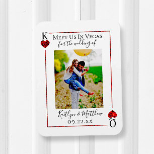 Monogram Playing Card Wedding Photo Save The Date Magnet