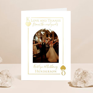 Monogram Playing Card Wedding Photo Thank You Card