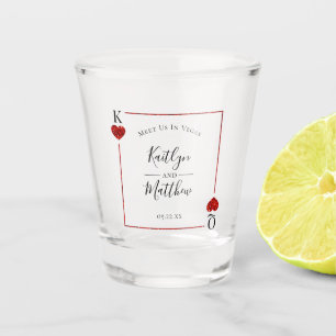 Monogram Playing Card Wedding Save The Date Shot Glass
