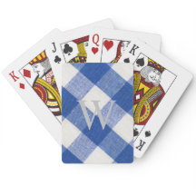 Monogram Playing Cards in Royal Blue Gingham
