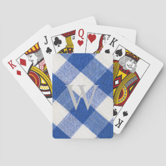 Monogram Playing Cards in Royal Blue Gingham