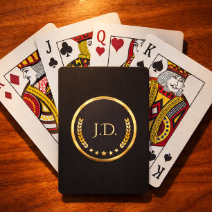 Monogram Poker Deck Black & Gold Playing Cards