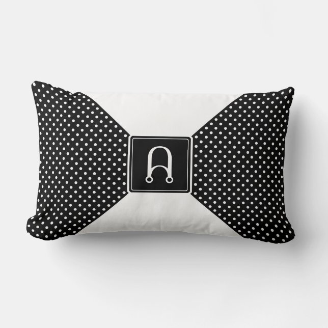Monogram Polka Dots and White Lumbar Cushion (Front)