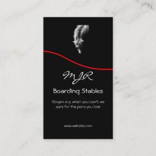 Monogram, Pony Portrait, red swoosh Business Card