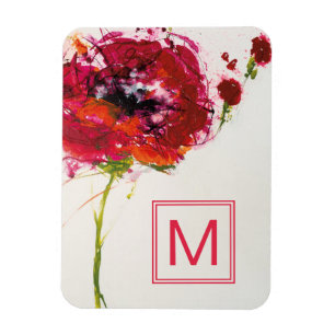 Monogram   Poppy on White Magnet