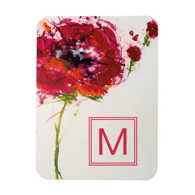 Monogram | Poppy on White Magnet (Vertical)