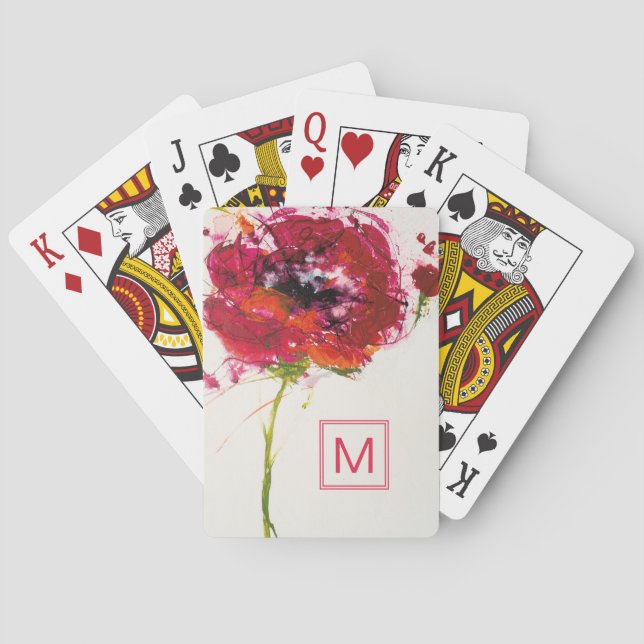Monogram | Poppy on White Playing Cards (Back)