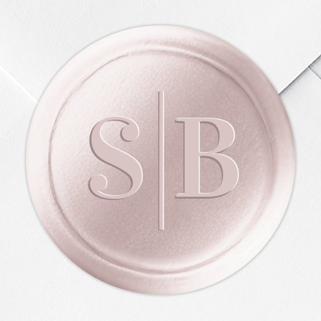 Monogram Porcelain Pink Wax Seal Wedding Stickers (Creator Uploaded)
