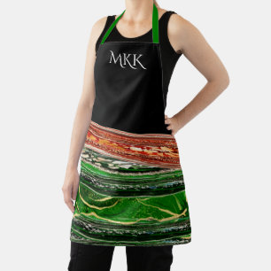Monogram Posh Red and Green Glam Apron