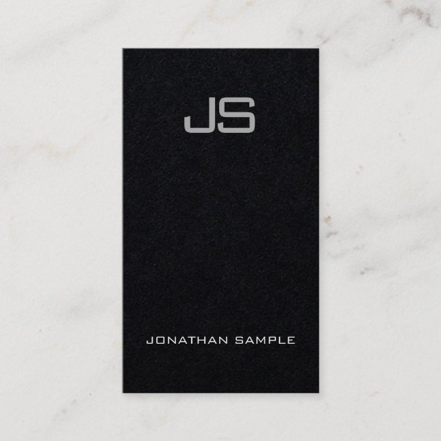 Monogram Premium Black Modern Template Vertical Business Card (Front)