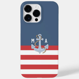 Monogram Preppy colours navy and red Anchor Case-Mate iPhone 14 Pro Max Case