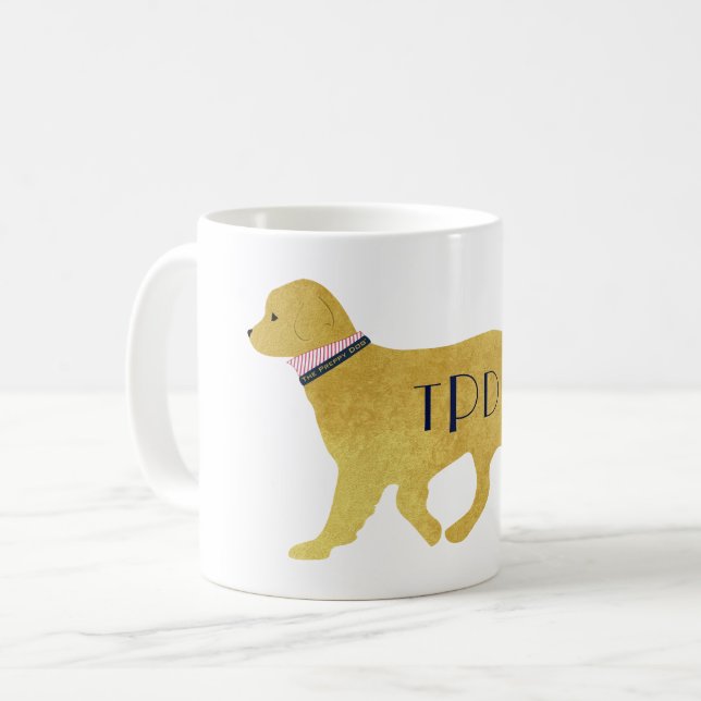 Monogram Preppy Golden Retriever Coffee Mug (Front Left)