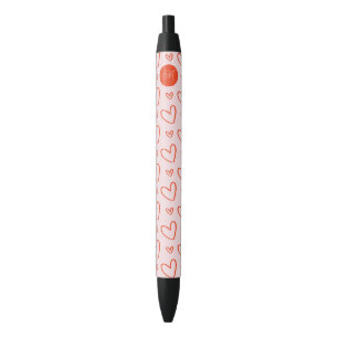 Monogram preppy pink & red hearts blue ink pen