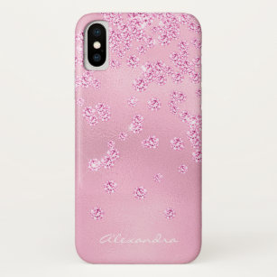 Monogram Pretty Girly Pink Diamond Bling Confetti Case-Mate iPhone Case
