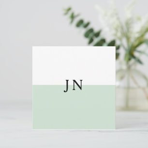Monogram Pretty Green Pastel White Colour Block Card