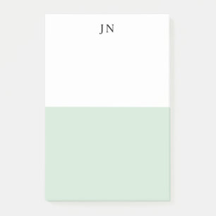 Monogram Pretty Green Pastel White Colour Block Post-it Notes