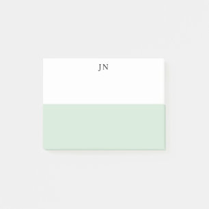 Monogram Pretty Green Pastel White Colour Block Post-it Notes