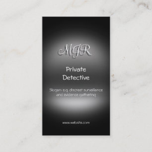 Monogram, Private Detective, metal-look Business Card