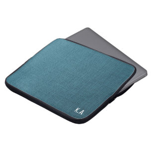 Monogram Professional Blue Linen Texture Laptop Sleeve