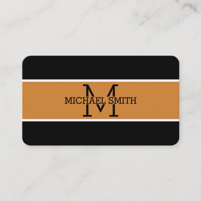 Monogram Professional Bronze Modern Business Card (Front)