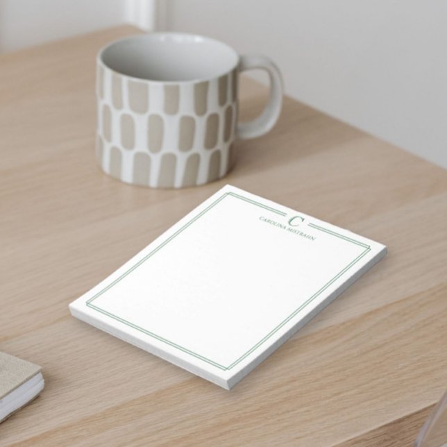 Monogram Professional Dark Green Border Stationery Notepad (Creator Uploaded)