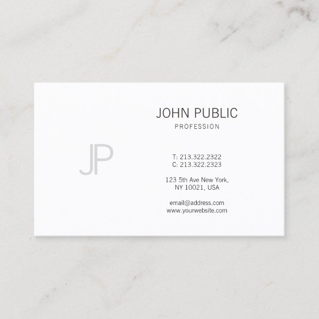 Monogram Professional Design Elegant Modern Plain Business Card (Front)