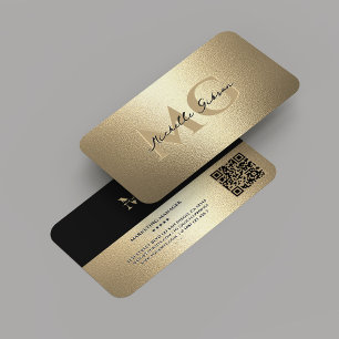 Monogram Professional Elegant Faux Gold Modern Business Card