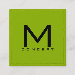 Monogram Professional Elegant Modern Apple Green Square Business Card