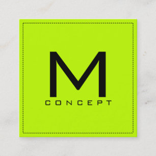 Monogram Professional Elegant Modern Bitter Lime Square Business Card
