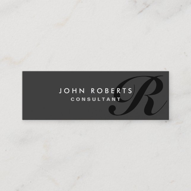 Monogram Professional Elegant Modern Black Mini Business Card (Front)
