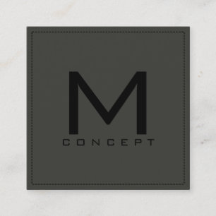 Monogram Professional Elegant Modern Black Olive Square Business Card