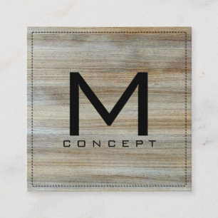 Monogram Professional Elegant Modern Wood #2 Square Business Card