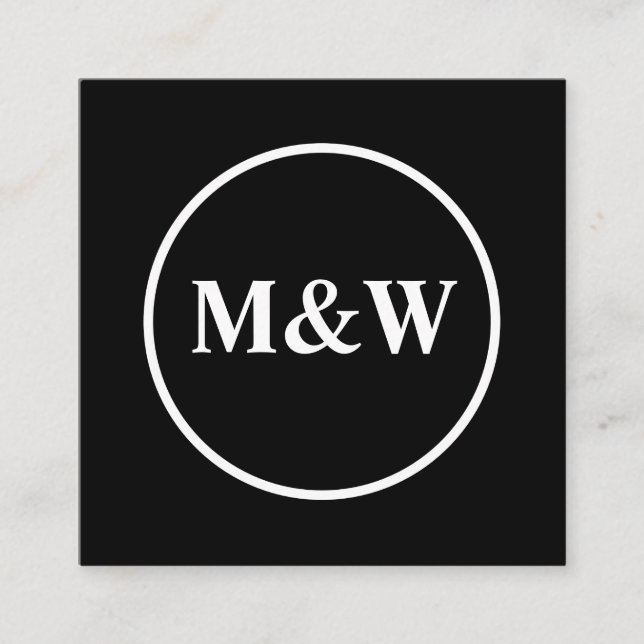 Monogram Professional Elegant Square Business Card (Front)